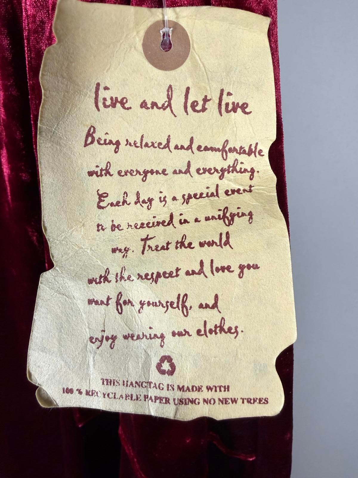 NWT One World Live and Let Live Red Crushed Velvet Jogger Pants Size 1X