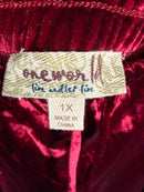 NWT One World Live and Let Live Red Crushed Velvet Jogger Pants Size 1X