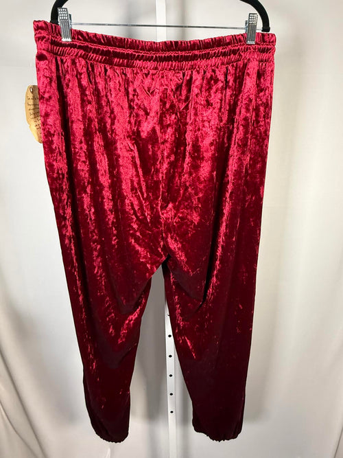 NWT One World Live and Let Live Red Crushed Velvet Jogger Pants Size 1X