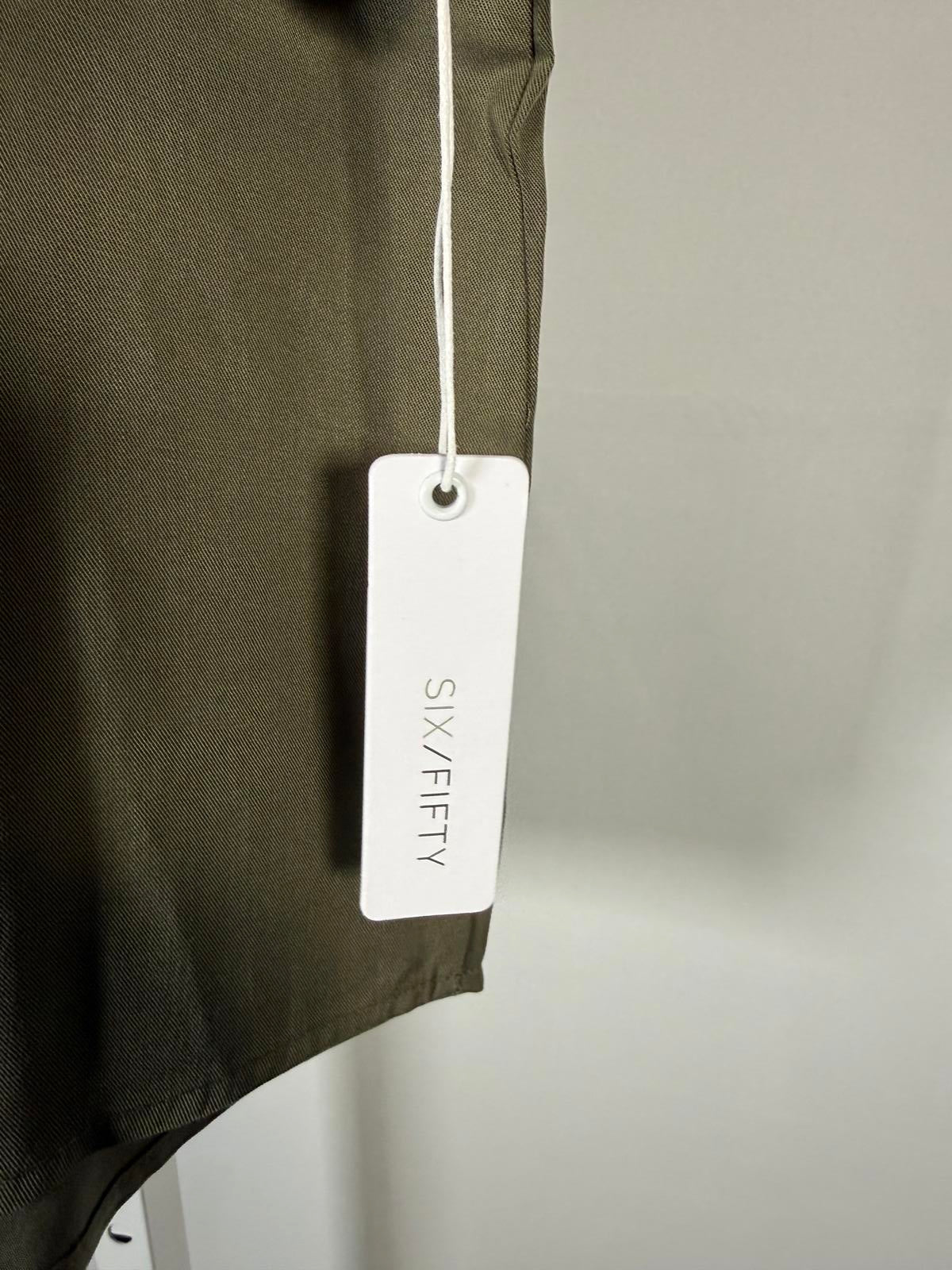 NWT Six/Fifty Olive Short Sleeve Pocket Back Blouse Size XS