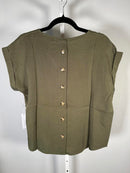 NWT Six/Fifty Olive Short Sleeve Pocket Back Blouse Size Medium