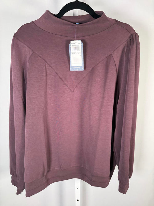 NWT Democracy Women’s Cabernet Blouson Sleeve Knit Mock Neck Top Sweater Size 1X