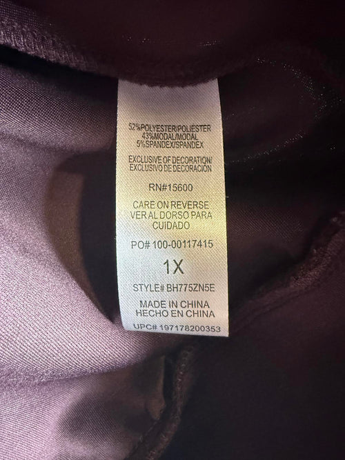 NWT Democracy Women’s Cabernet Blouson Sleeve Knit Mock Neck Top Sweater Size 1X