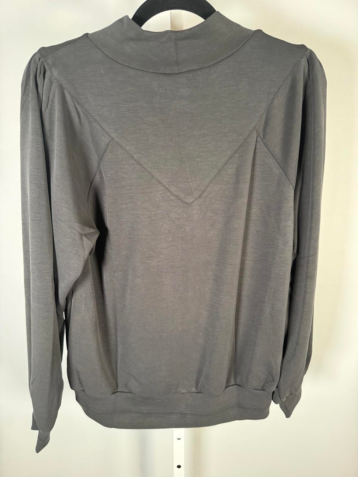 NWT Democracy Women’s Black Blouson Sleeve Knit Mock Neck Top Pullover Size M