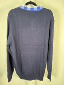 NWT Curations x TY Mayberry Women’s Navy Knit Sweater Top Blue Gingham Collar XL