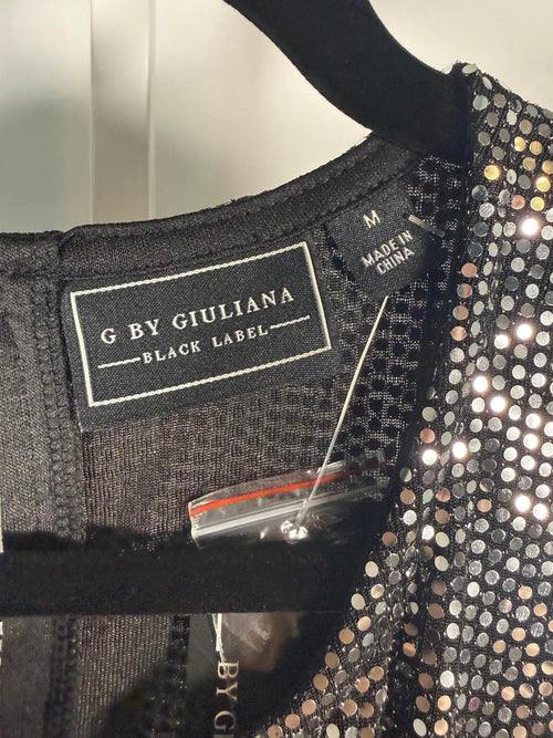 NWT G by Giuliana Black Label Metallic Knit Jumpsuit Size Medium