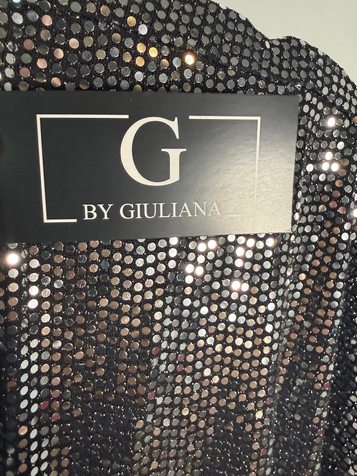NWT G by Giuliana Black Label Metallic Knit Jumpsuit Size Medium