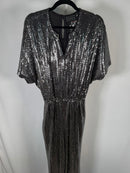NWT G by Giuliana Black Label Metallic Knit Jumpsuit Size XS