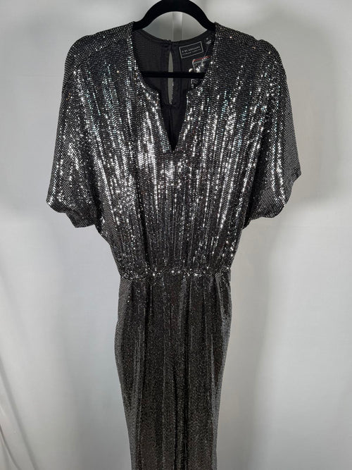 NWT G by Giuliana Black Label Metallic Knit Jumpsuit Size XS