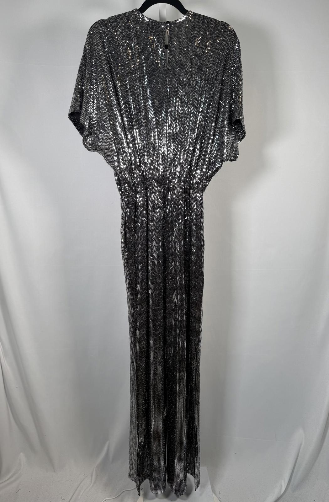 NWT G by Giuliana Black Label Metallic Knit Jumpsuit Size Medium