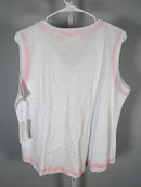 NWT Six/Fifty Women’s White Sleeveless V-Neck Tank Top Pink Trim Size XL