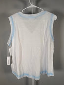 NWT Six/Fifty Women’s White V-Neck Sleeveless Tank Top Blue Trim Size XL