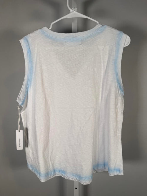 NWT Six/Fifty Women’s White V-Neck Sleeveless Tank Top Blue Trim Size XL