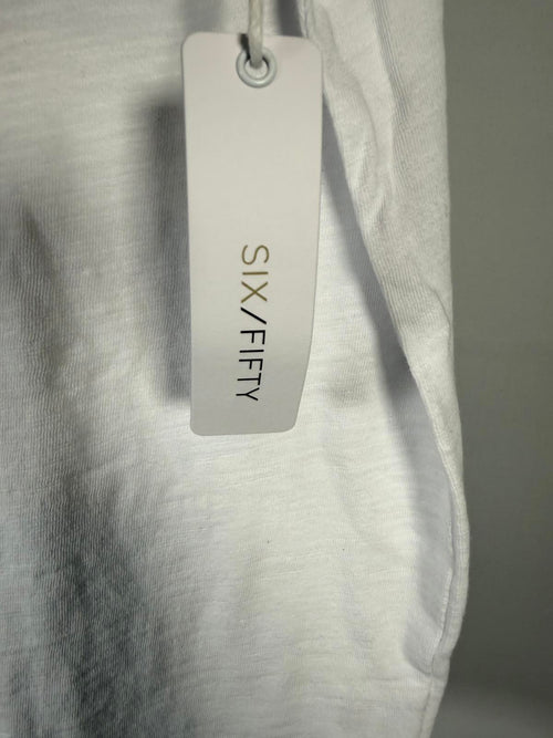 NWT Six/Fifty Women’s White V-Neck T-Shirt Blue Ombre Hem Short Sleeve Size XL