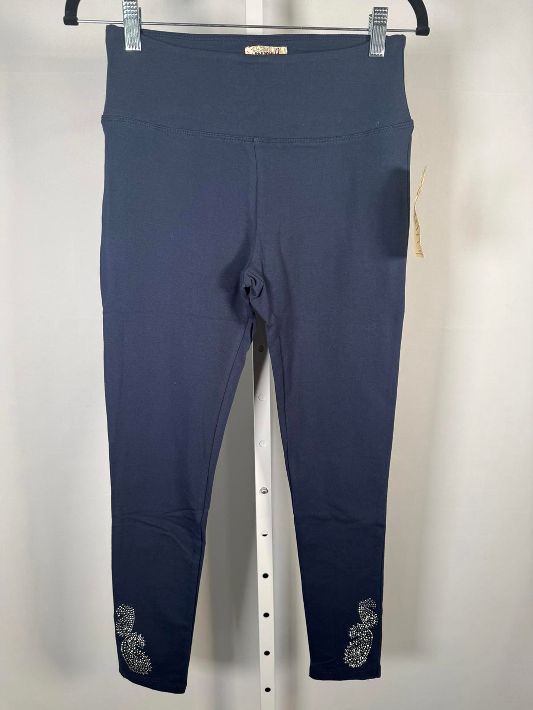 NWT One World Women’s Navy Rhinestone Leggings Size S