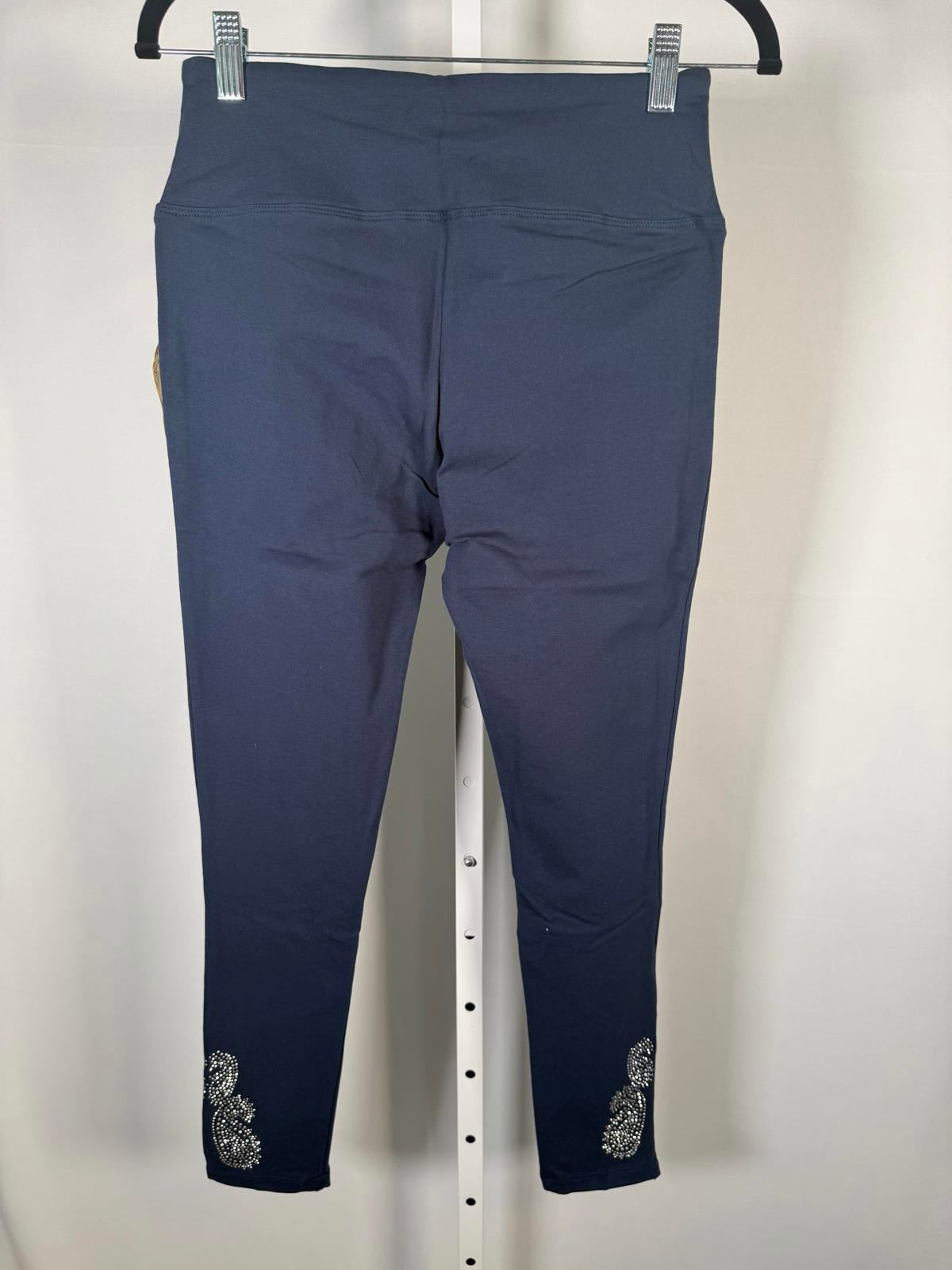 NWT One World Women’s Navy Rhinestone Leggings Size S