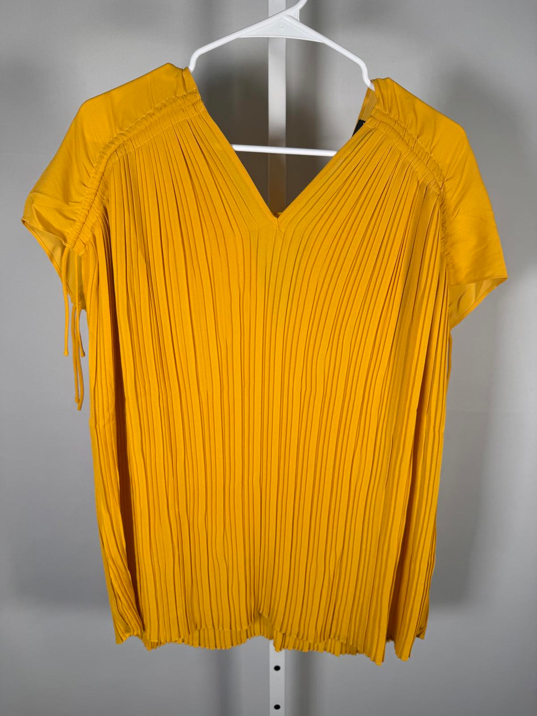 NWT Attitudes by Renee Global Illusions Cinch Pleated Top Apricot Size XL