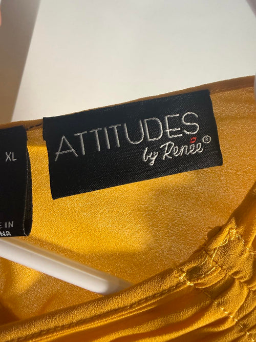 NWT Attitudes by Renee Global Illusions Cinch Pleated Top Apricot Size XL