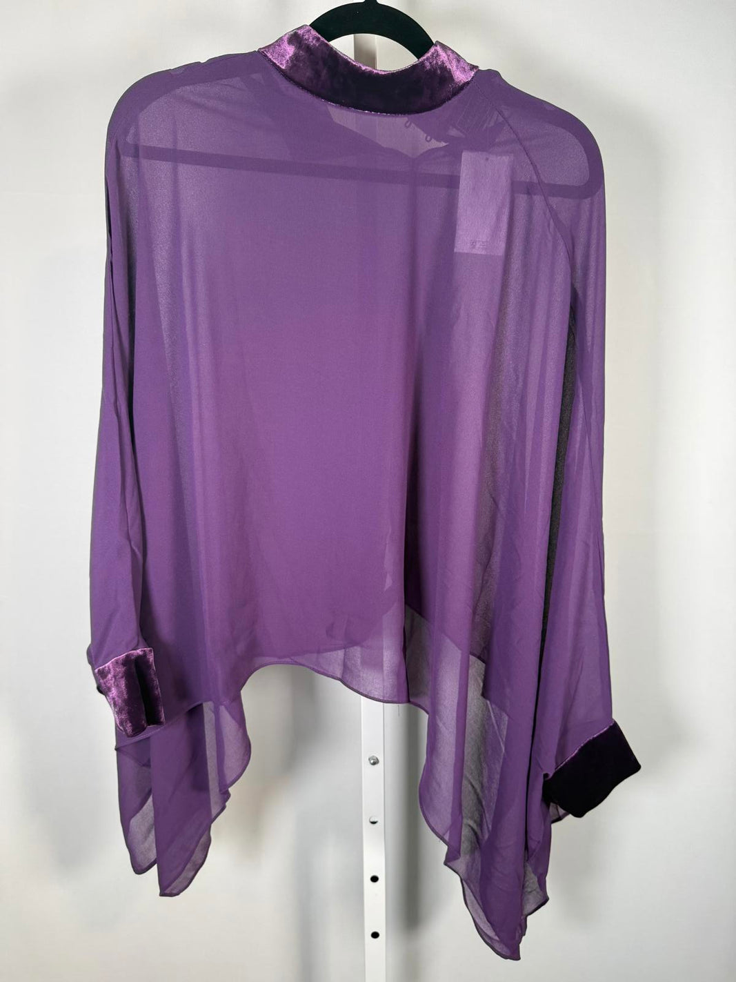NWT G by Giuliana Women's Black Label Chiffon Poncho Velour Trim Purple Size XS