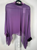 NWT G by Giuliana Women's Black Label Chiffon Poncho Velour Trim Purple Size XS