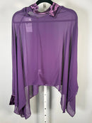 NWT G by Giuliana Women's Black Label Chiffon Poncho Velour Trim Purple Size XS