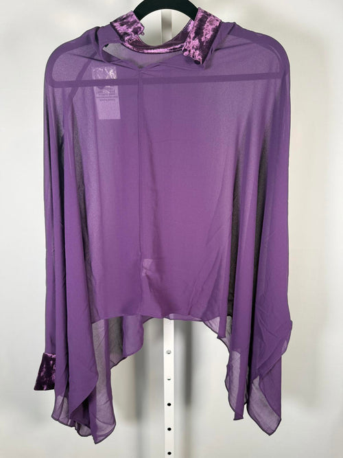 NWT G by Giuliana Women's Black Label Chiffon Poncho Velour Trim Purple Size XS