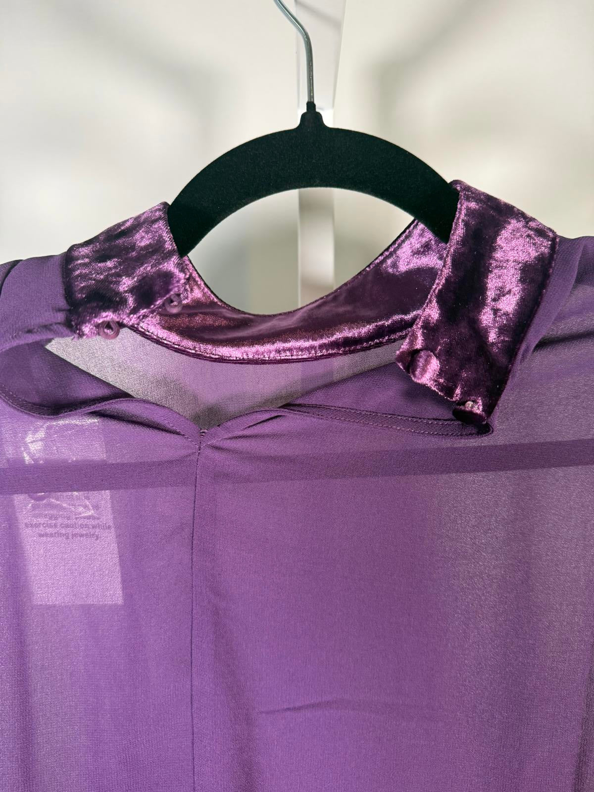 NWT G by Giuliana Women's Black Label Chiffon Poncho Velour Trim Purple Size XS