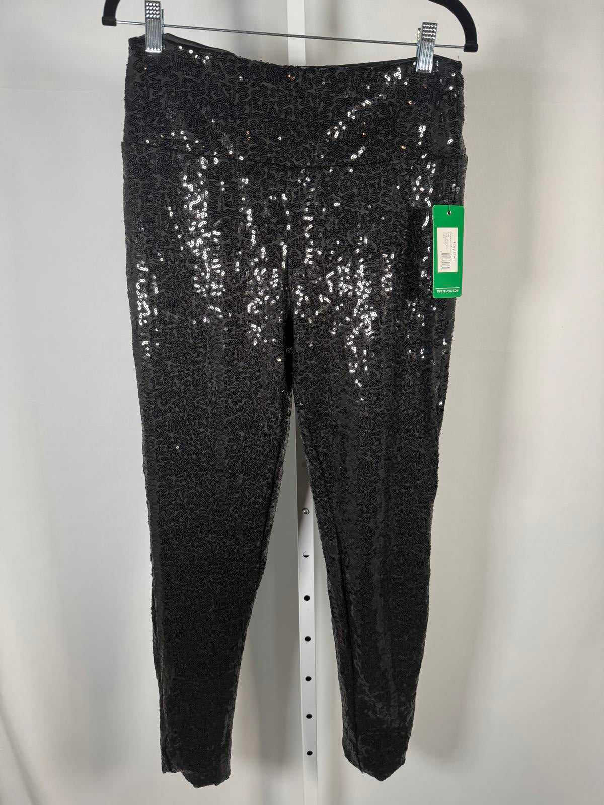 NWT Tipsy Elves Black Sequin High Waisted Leggings Size Medium