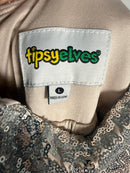 NWT Tipsy Elves Silver Sequin High Waisted Leggings Size Large