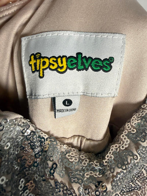 NWT Tipsy Elves Silver Sequin High Waisted Leggings Size Large