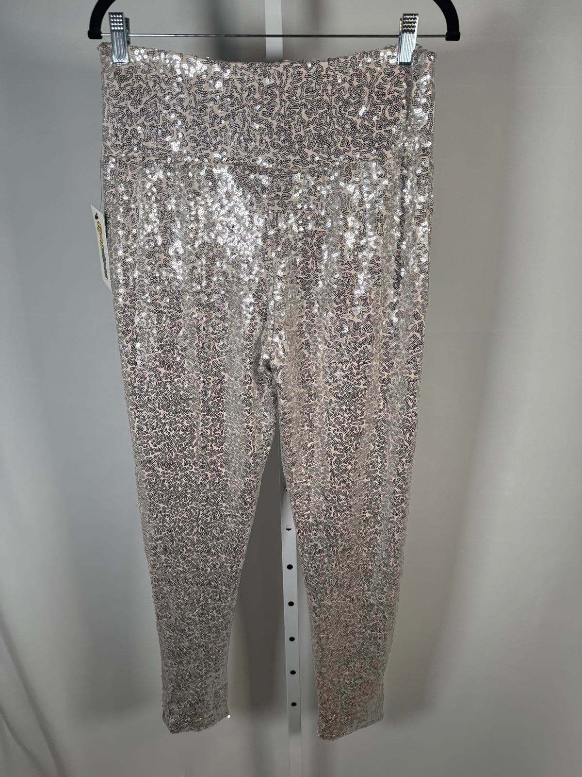 NWT Tipsy Elves Silver Sequin High Waisted Leggings Size Large