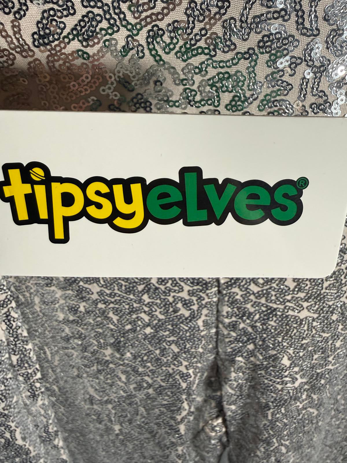 NWT Tipsy Elves Silver Sequin High Waisted Leggings Size 1X