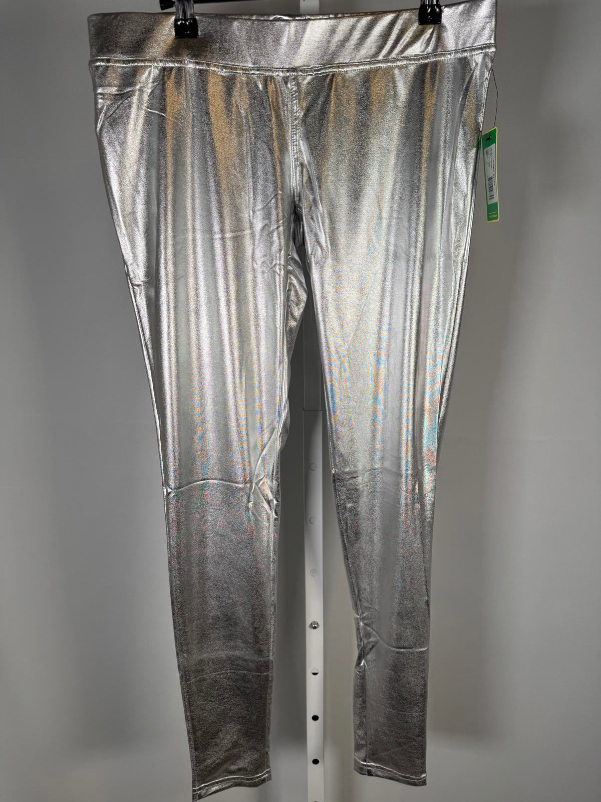 NWT Tipsy Elves Women’s Metallic Silver Leggings Size Large