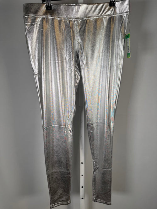 NWT Tipsy Elves Women’s Metallic Silver Leggings Size Large