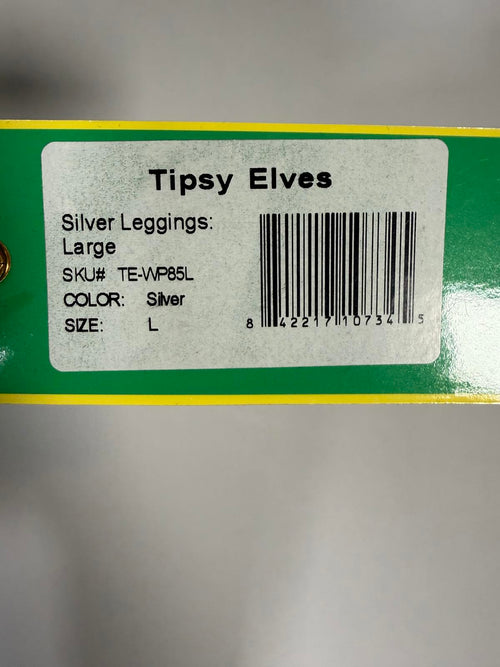 NWT Tipsy Elves Women’s Metallic Silver Leggings Size Large