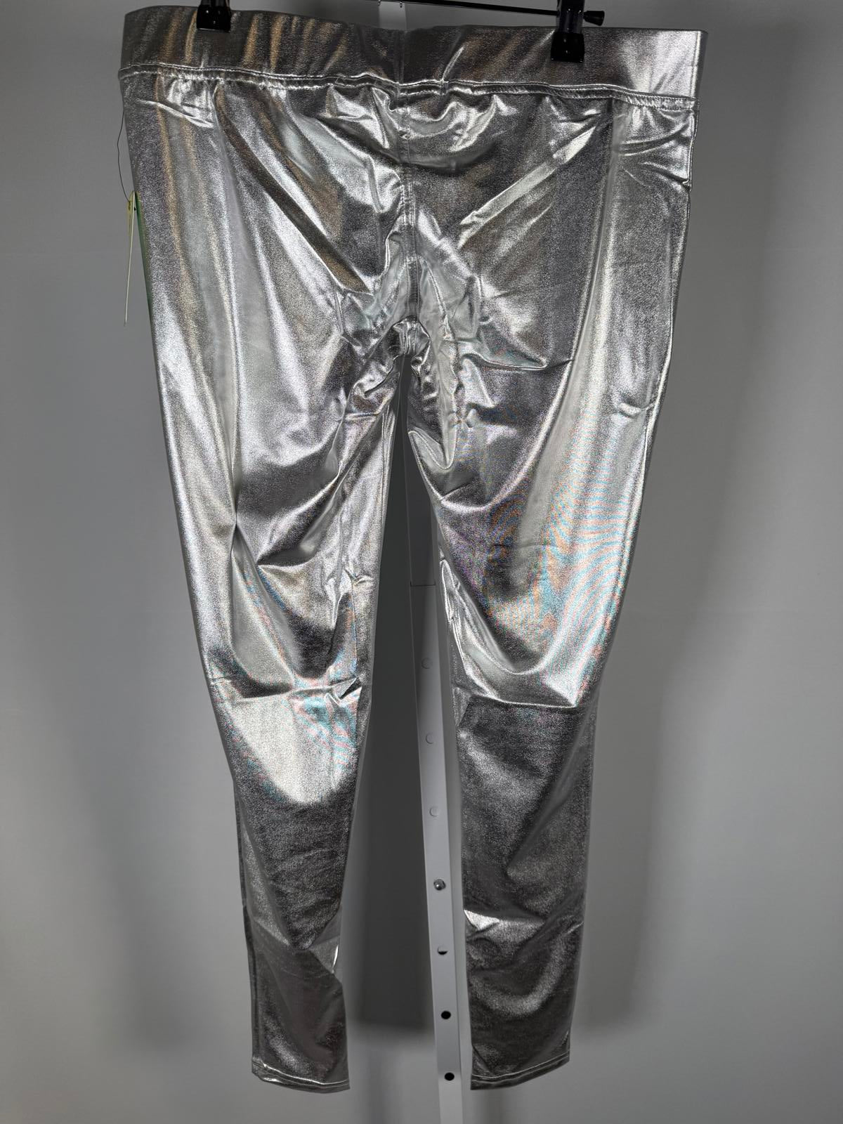 NWT Tipsy Elves Women’s Metallic Silver Leggings Size Large