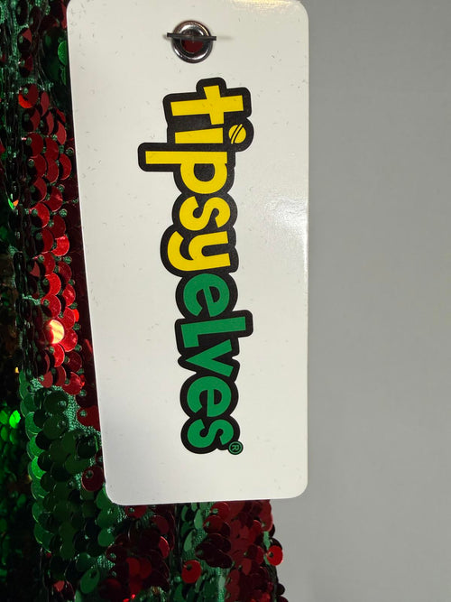 NWT Tipsy Elves Red & Green Reversible Sequin High Waisted Leggings Size Small