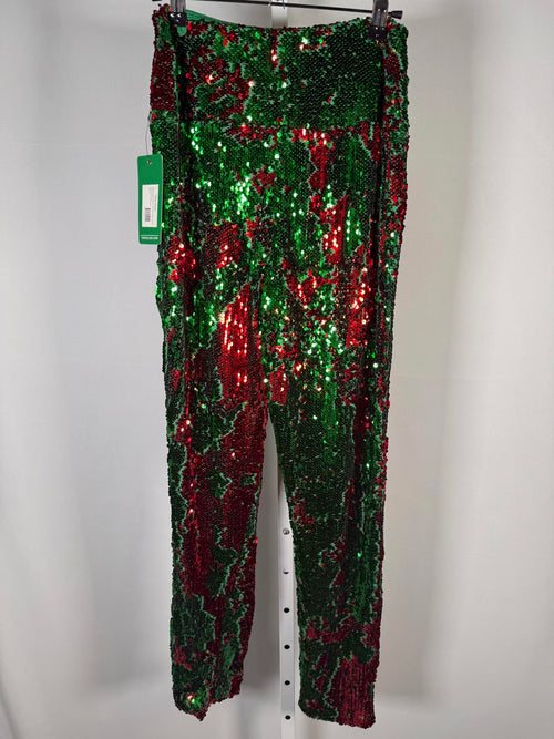 NWT Tipsy Elves Red & Green Reversible Sequin High Waisted Leggings Size Small