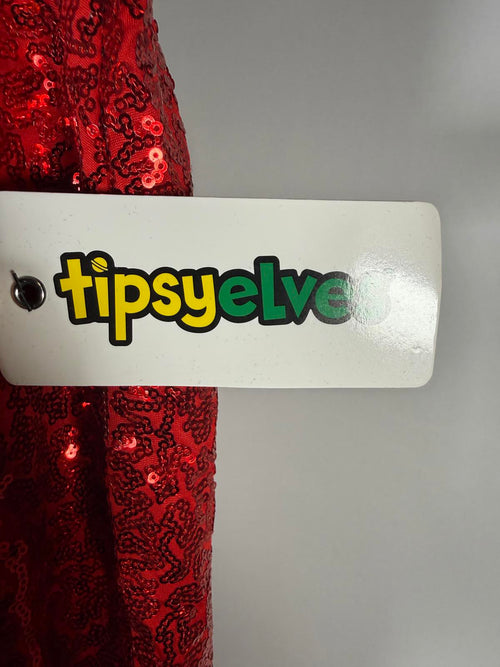 NWT Tipsy Elves Red Sequin High Waisted Leggings Size Medium