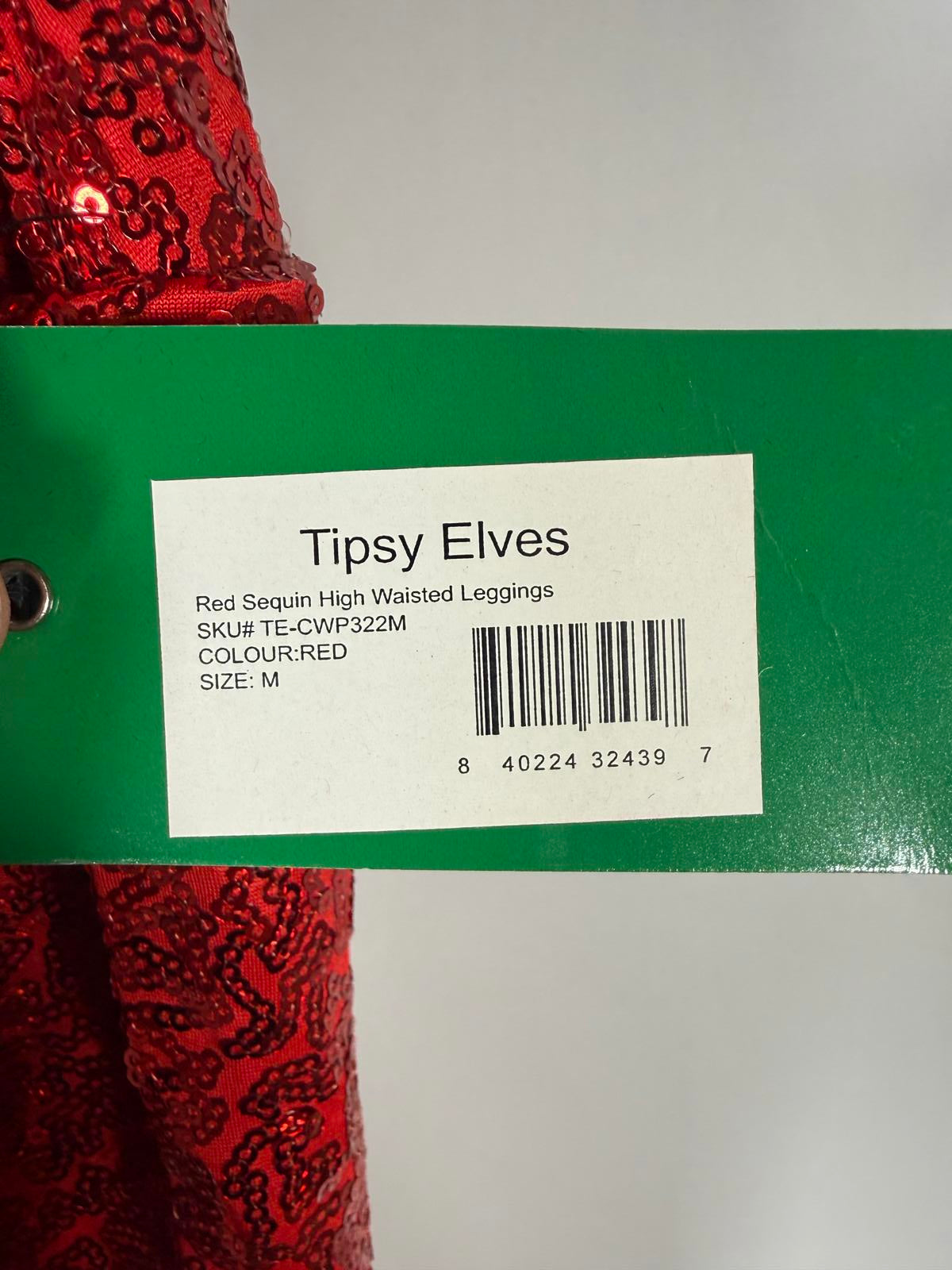 NWT Tipsy Elves Red Sequin High Waisted Leggings Size Medium