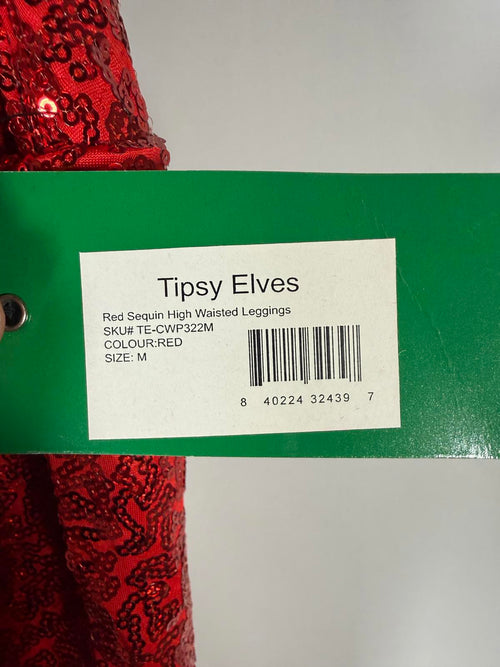 NWT Tipsy Elves Red Sequin High Waisted Leggings Size Medium
