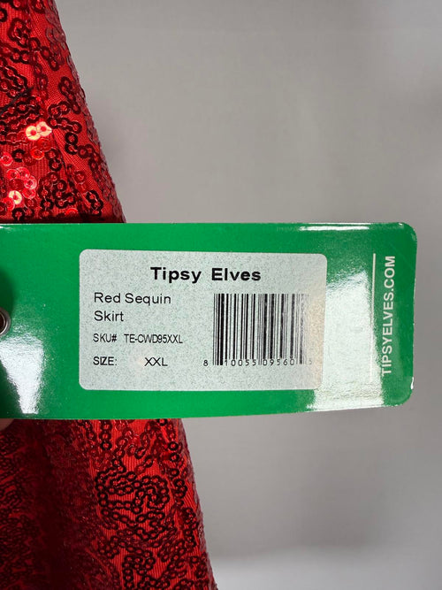 NWT Tipsy Elves Red Sequin Skirt Size XXL