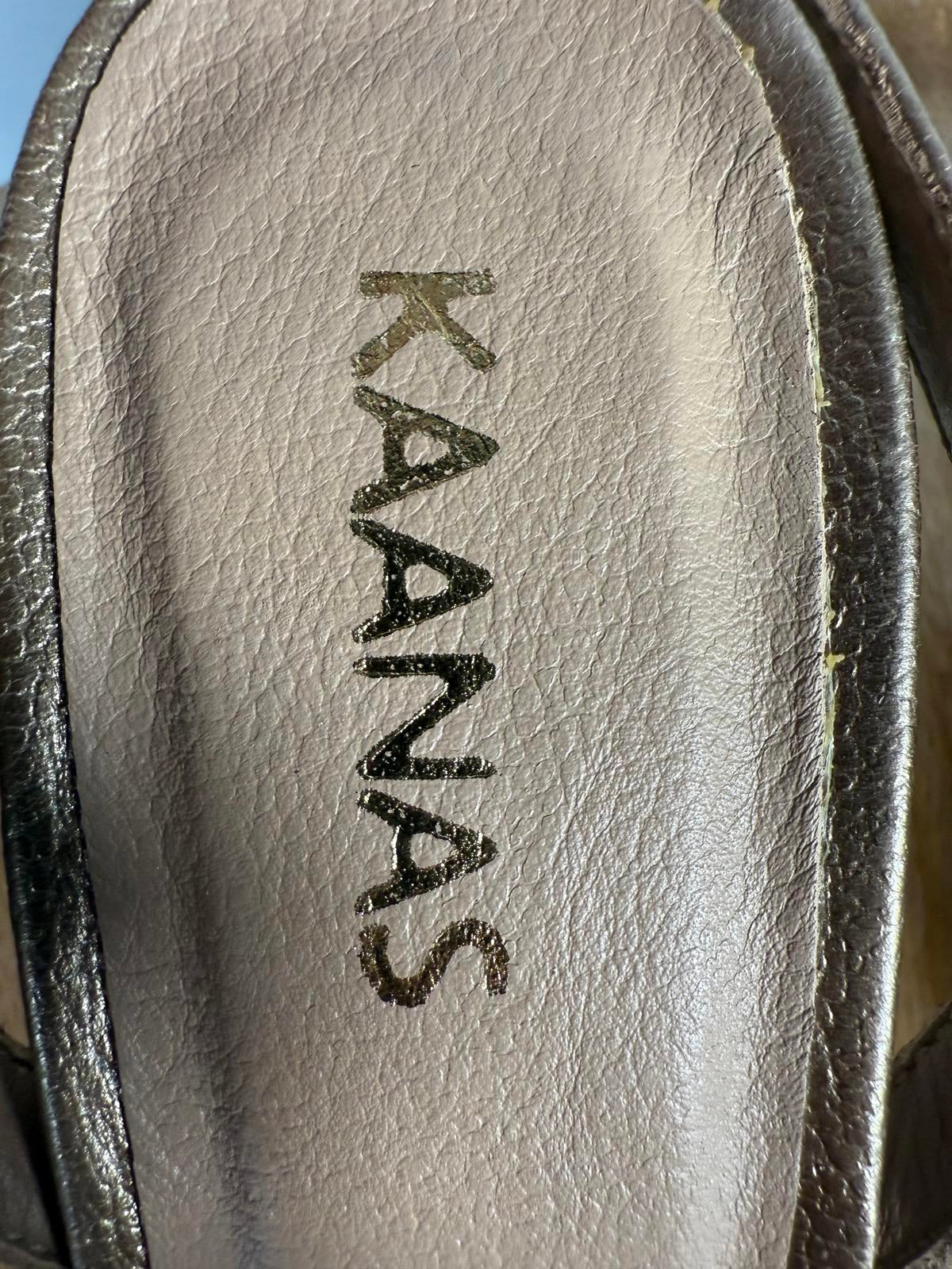 NWB Kaanas Canary Silver Block Heel Sandals Women's Size 10