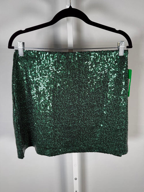 NWT Tipsy Elves Dark Green Sequin Skirt Size Large