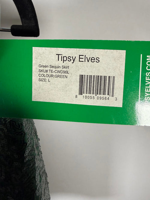 NWT Tipsy Elves Dark Green Sequin Skirt Size Large