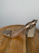 NWB Kaanas Canary Silver Block Heel Sandals Women's Size 10