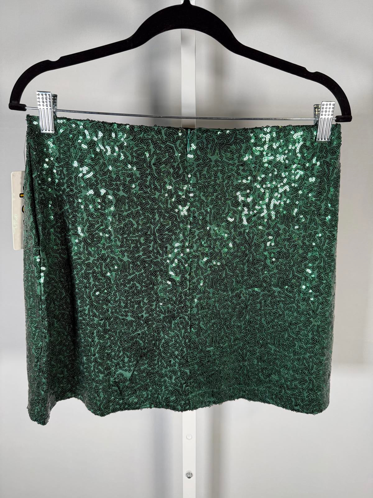 NWT Tipsy Elves Dark Green Sequin Skirt Size Large