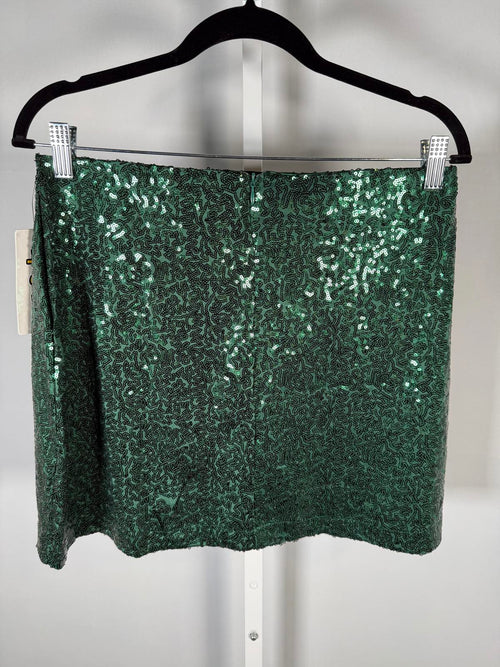 NWT Tipsy Elves Dark Green Sequin Skirt Size Large