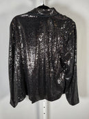 NWT Colleen Lopez Gunmetal Sequin Moto Jacket Sparkly Biker Blazer Size 2X