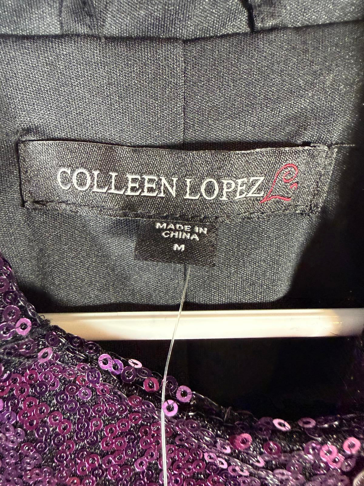 NWT Colleen Lopez Purple Sequin Moto Jacket Sparkly Evening Blazer Size Medium
